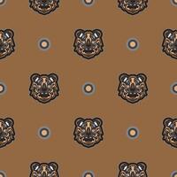 Tiger face seamless pattern in Maori style. Boho tiger face. Good for backgrounds and prints. Vector