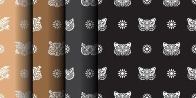 Simple owl seamless pattern in boho style. Good covers, fabrics, postcards and printing. illustration. vector