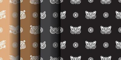 Simple owl seamless pattern in boho style. Good covers, fabrics, postcards and printing. Vector illustration.