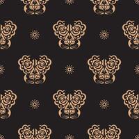 Seamless pattern with a tiger head in a simple style. Good for backgrounds, prints, apparel and textiles. Vector