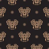 Seamless pattern with a tiger head in a simple style. Good for backgrounds, prints, apparel and textiles. Vector