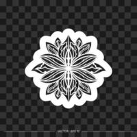 Print Lotus ornament, ethnic tattoo. Isolated. Vector