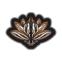 Lotus ornament, ethnic tattoo. Patterned Indian lotus. Samoan style. Color print. Isolated. Vector