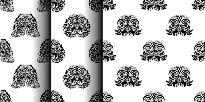 Seamless pattern with black and white floral design vector