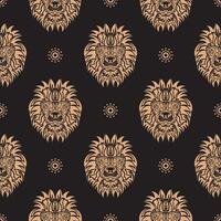 Seamless pattern with a tiger head in a simple style. Good wall wallpaper, fabric, postcards and printing. Vector illustration.