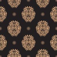 Seamless pattern with a tiger head in a simple style. Good wall wallpaper, fabric, postcards and printing. Vector illustration.