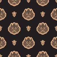 Dark solid color Seamless pattern with lotuses in Simple style. Good for covers, fabrics, postcards and printing. Vector