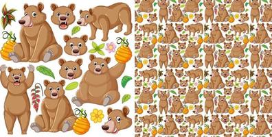 Seamless pattern with cartoon wild animals vector