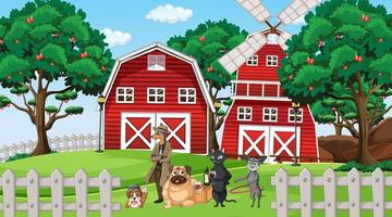 Set of different domestic animals in farm vector