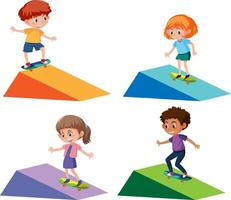 A set of skateboard boy and  on white background vector