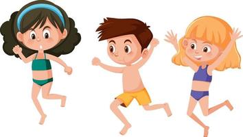 Boy and girls jumping on white background vector