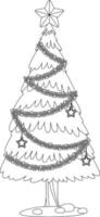 Christmas tree doodle outline for colouring vector