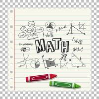 Doodle math formula with Mathematics font on notebook page vector