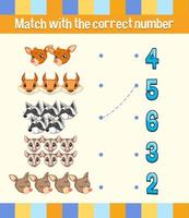 Match by count with different types of animals vector