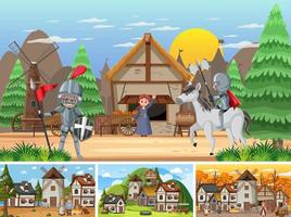 Set of different scene medieval vector