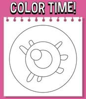 Worksheets template with color time text eyeball outline vector