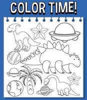 Worksheets template with color time text vector