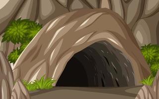 Natural cave in the forest background vector