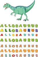 diseño de fuente para la palabra allosaurus vector