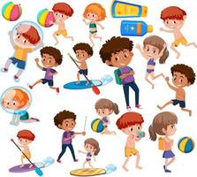 Collection of many kids doing different activities vector