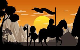 Silhouette scene with medieval vector