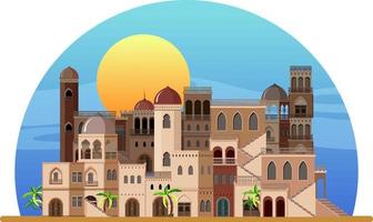 Arabian architecture house and building vector