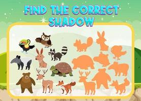encuentre la sombra correcta, hoja de trabajo de coincidencia de sombras para el estudiante de kindergarten vector