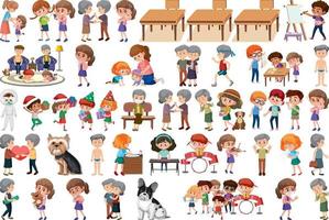 Set of different activities people in cartoon style vector