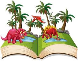 libro de dinosaurio en el bosque vector