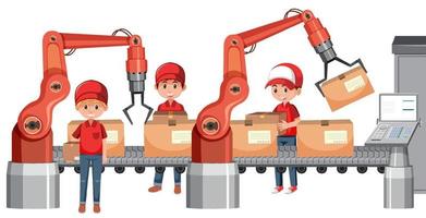 Production process concept with assembly line automation vector