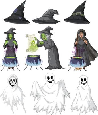 Set of witches and wizard objects