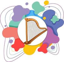 Harp instrument on white background vector