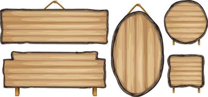 Set of wooden sign banner vector