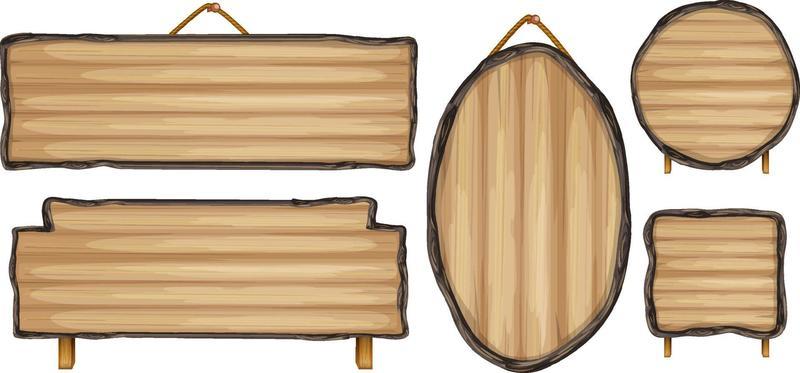 Set of wooden sign banner