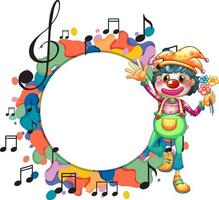 Cute clown with blank music note template vector