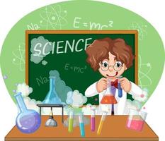 Funny scientist experiment in laboratory vector