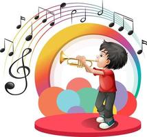 Cute cartoon character with music instrument vector