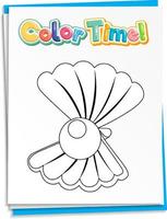 Worksheets template with color time text and oyster outline vector