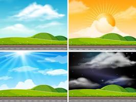 Set of sky at different times vector