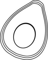 Avocado doodle outline for colouring vector