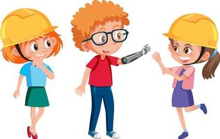 conjunto de niños ingenieros vector