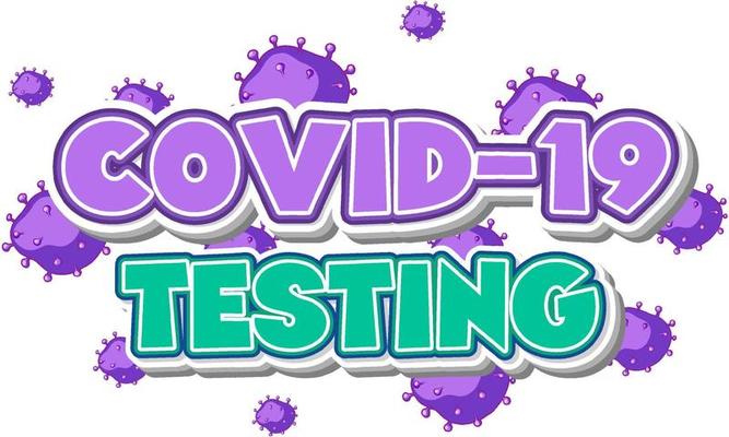 Covid 19 testing font design on white background