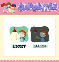 Opposite words for light and dark vector