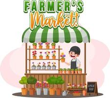 Flea market concept with plant shop vector