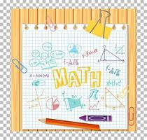 Doodle math formula with Mathematics font on wood board vector