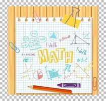 Doodle math formula with Mathematics font on wood board vector