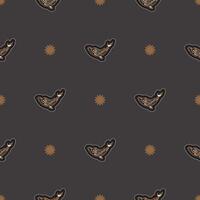 Seamless dark pattern with whales in simple style. Good for covers, fabrics, postcards and printing. Vector illustration.