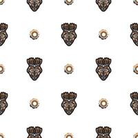 Seamless pattern with mask in the style of Maori or Samoa. Polynesian style tiki. Good for backgrounds and textiles. Vector illustration