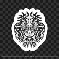 Lion print. Lion face in Mayan style. Good covers, fabrics, postcards and printing. Vector