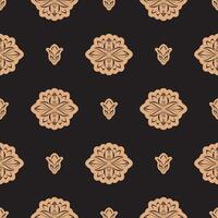 Dark solid color Seamless pattern with lotuses in Simple style. Good for backgrounds and prints. Vector illustration.